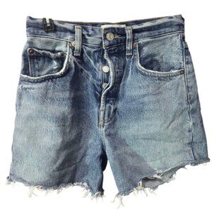 Agolde  Blue High-Waisted Jean Shorts Distressed Size 23